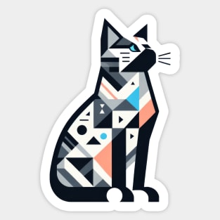 Geometric Cat Design Sticker